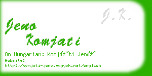 jeno komjati business card